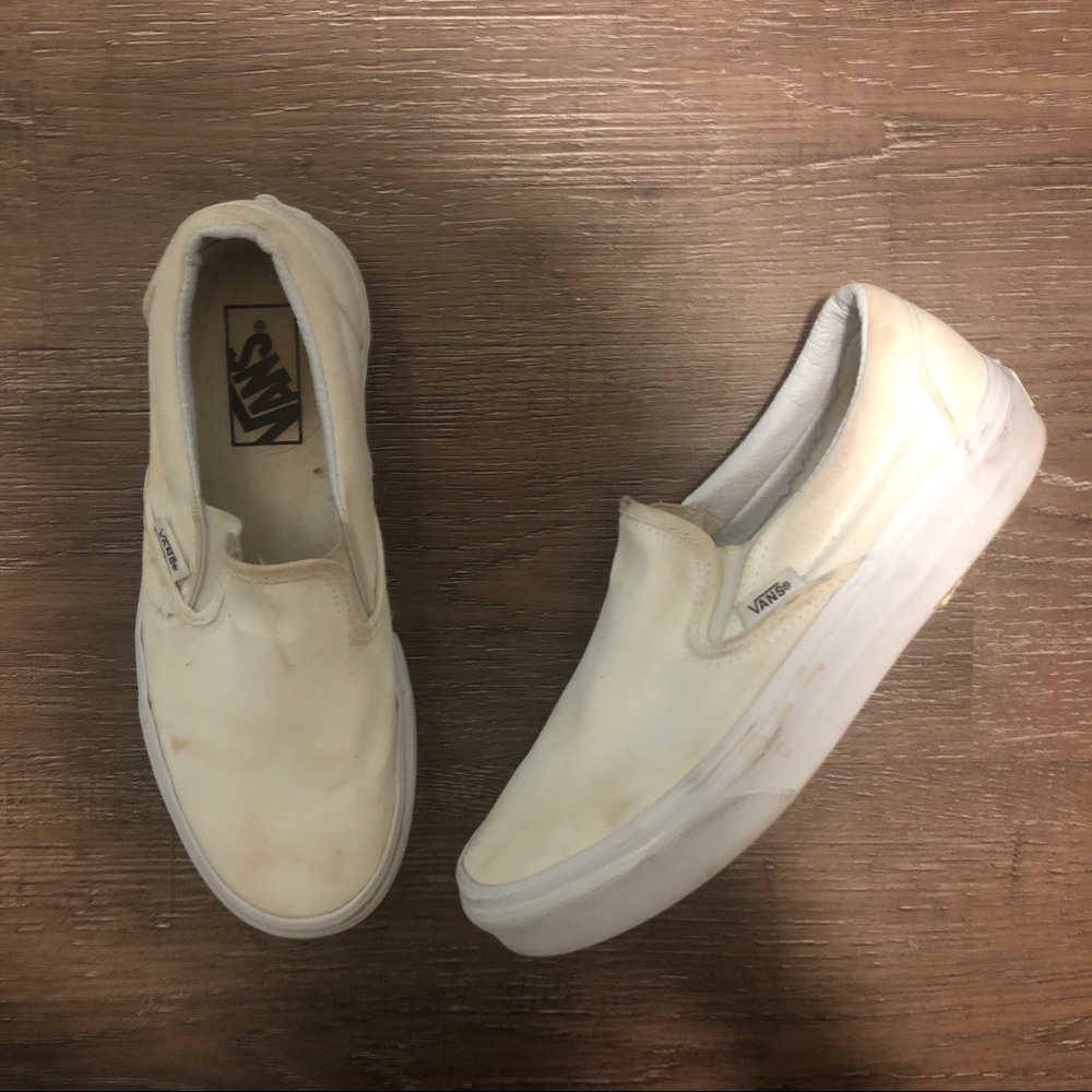 White Slip On Vans